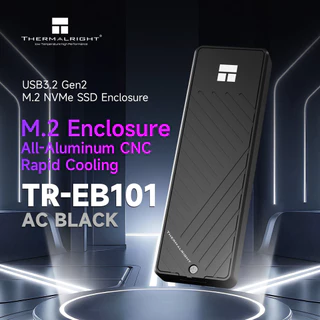 Thermalright กล่อง SSD M.2 NVMe SATA Enclosure 10Gbps USB3.2 GEN2 อะลูมิเนียมเต็มตัว ระบายความร้อนสูง รองรับ M Key B Key สำหรับโน้ตบุ๊ก มือถือ PS5 TR-EB101 สีดำ