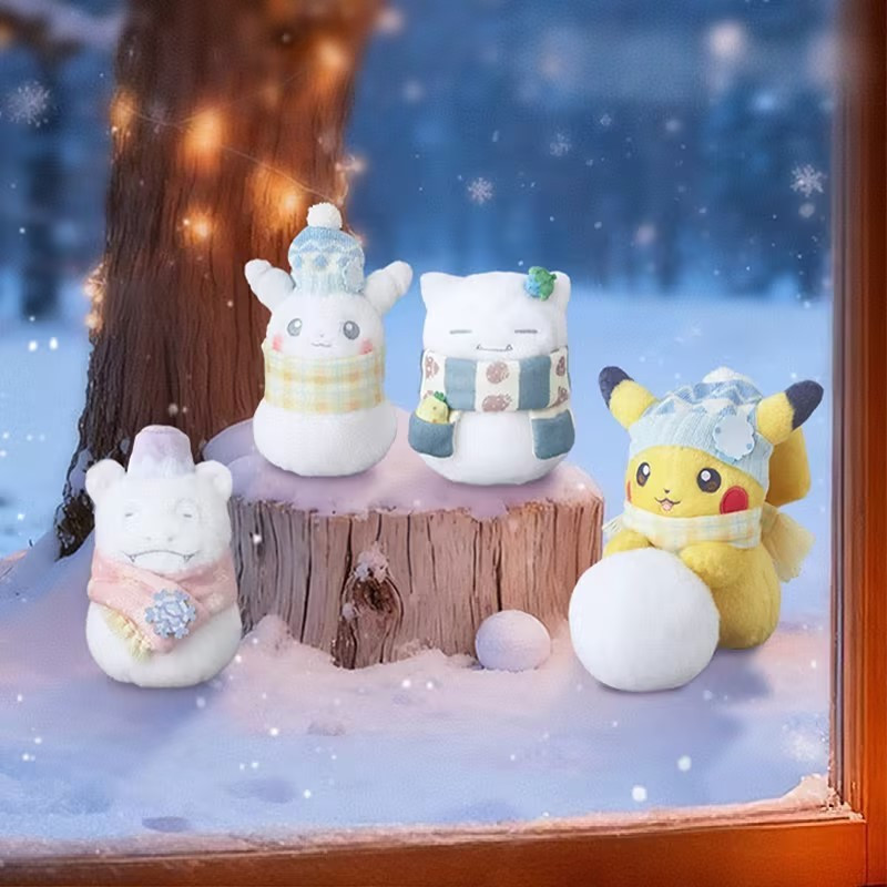 Collectible ใหม่Snorlax Pikachu Pikachu Snowball ตุ๊กตาของเล่นตุ๊กตาน่ารักสะสมตุ๊กตาของขวัญ