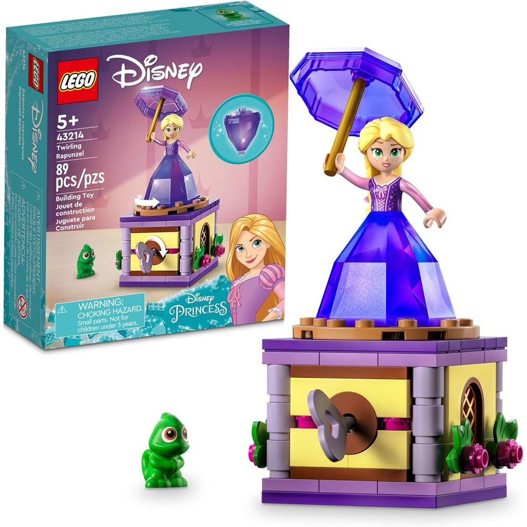 LEGO Disney Princess Twirling Rapunzel 43214 Building Toy with Diamond Dress Mini-Doll and Pascal Th