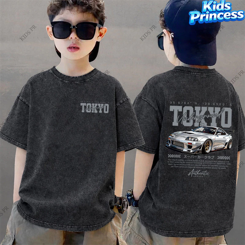 COD 2026 สินค้าใหม่ ทรงหลวม คอกลม เสื้อเด็ก kids Distressed T-shirt ผ้าฝ้าย เด็กชาย เสื้อผ้าเด็ก t-shirt S498