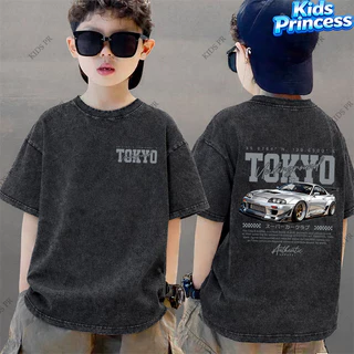 COD 2026 สินค้าใหม่ ทรงหลวม คอกลม เสื้อเด็ก kids Distressed T-shirt ผ้าฝ้าย เด็กชาย เสื้อผ้าเด็ก t-shirt S498