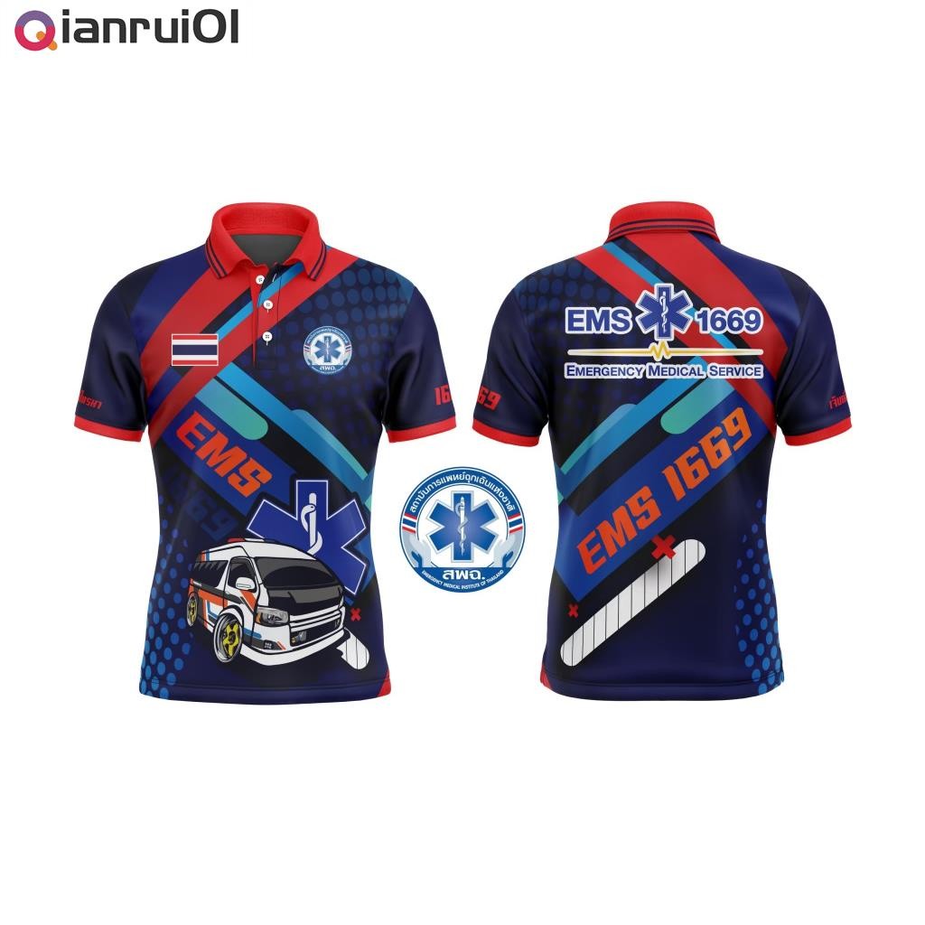 เสื้อเชิ้ตพิมพ์ลายแบบคอปก EMS