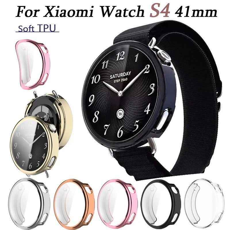 นาฬิกาTPUชุบสําหรับXiaomi WatchS4 นุ่ม + ฟิล์มนาฬิกาหน้าจอกันชนสําหรับXiaomiนาฬิกาS4 41 มม.รอบฝาครอบป้องกัน