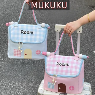 MUKUKU cosmetic bag กระเป๋าพกพา รูปบ้าน ความจุใหญ่ น่ารัก แบ่งช่องชัดเจน หยิบของสะดวก รวดเร็ว