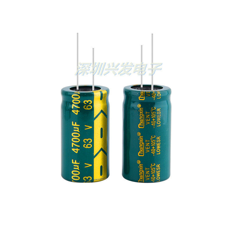 63V4700UF ความถี่สูงความต้านทานต่ํา Long Life Lead Pin Electrolytic Capacitor 4700UF 63V ขนาด 22 * 4