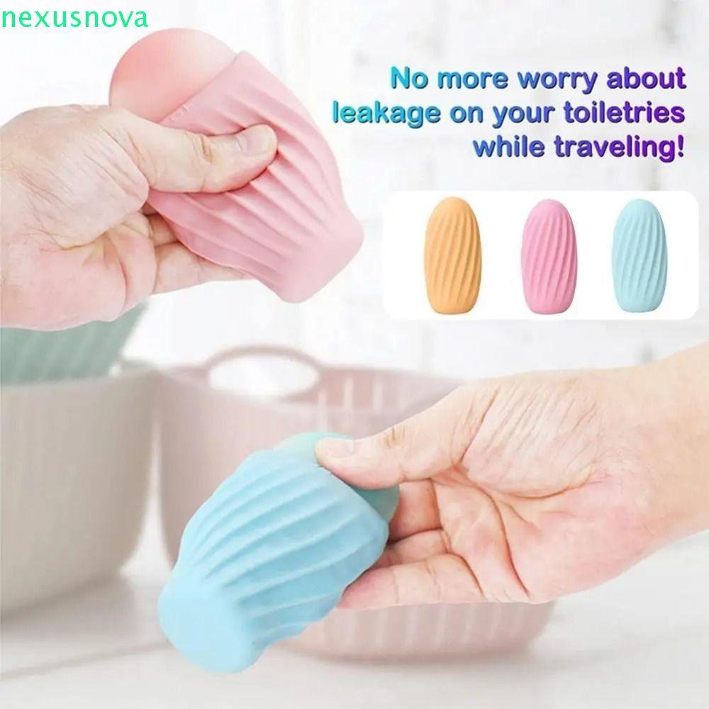 NEXUSNOVA ฝาครอบป้องกันการรั่ว,ซิลิโคนยืดหยุ่นเครื่องสําอางปลอกรั่วซึม,อุปกรณ์ห้องน้ําแบบพกพาReusableที่มีประสิทธิภาพAnti-leakแขนอุปกรณ์อาบน้ําคอนเทนเนอร์