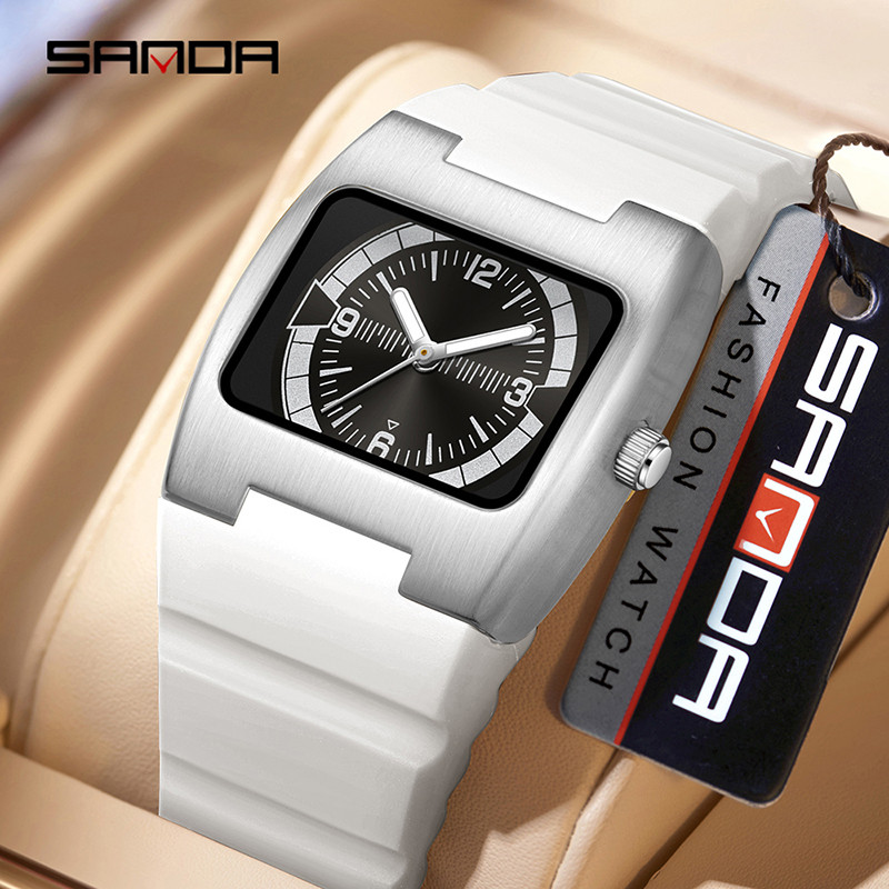 SANDA Exam Ready Watch - Y2K Vintage Square Alloy Quartz Luminous Waterproof