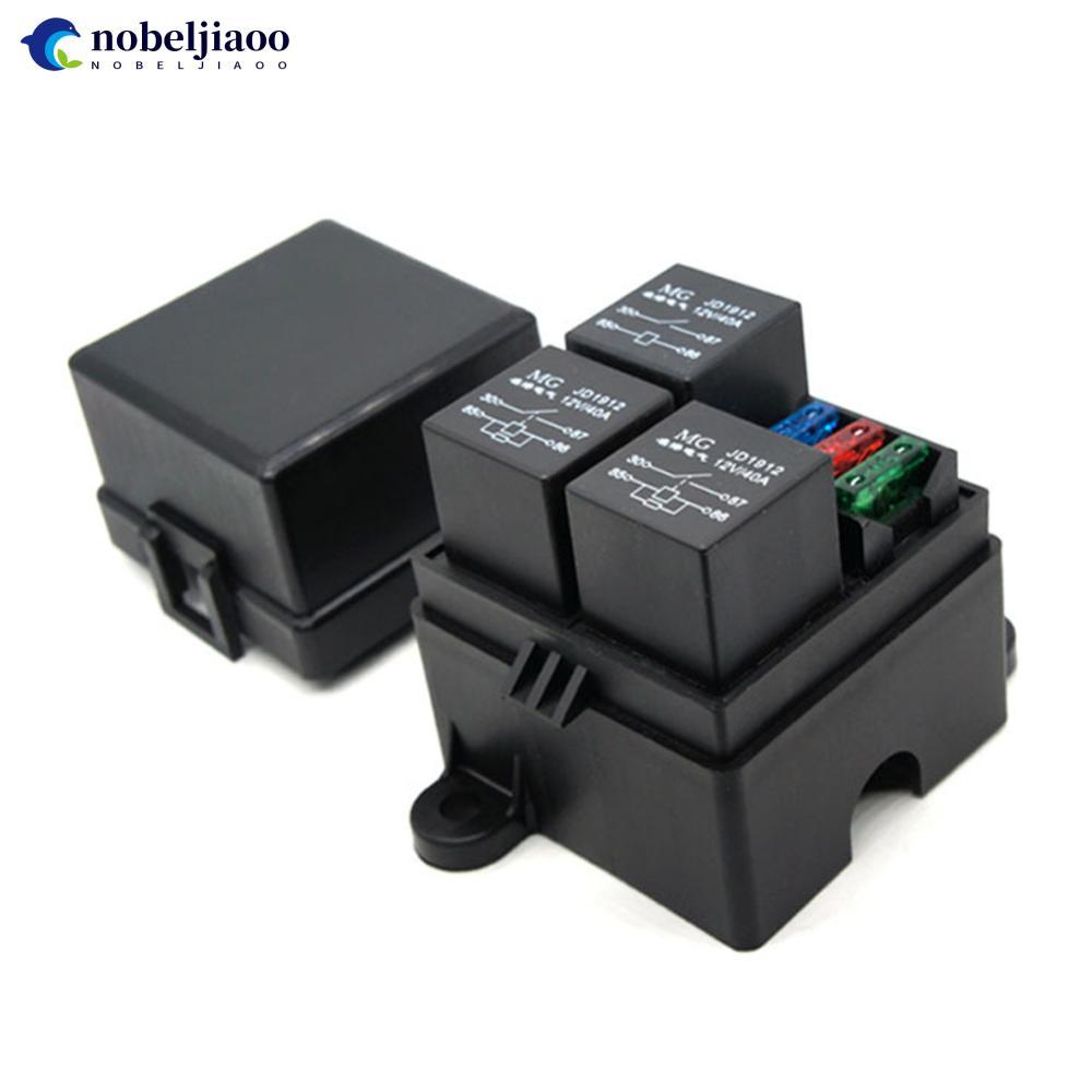 NOBELJIAOO DC12V/24V รถยนต์รถบรรทุก 3 Way Fuse Holder Relay Holder Circuit Fuse Relay Holder 4-Pin ห