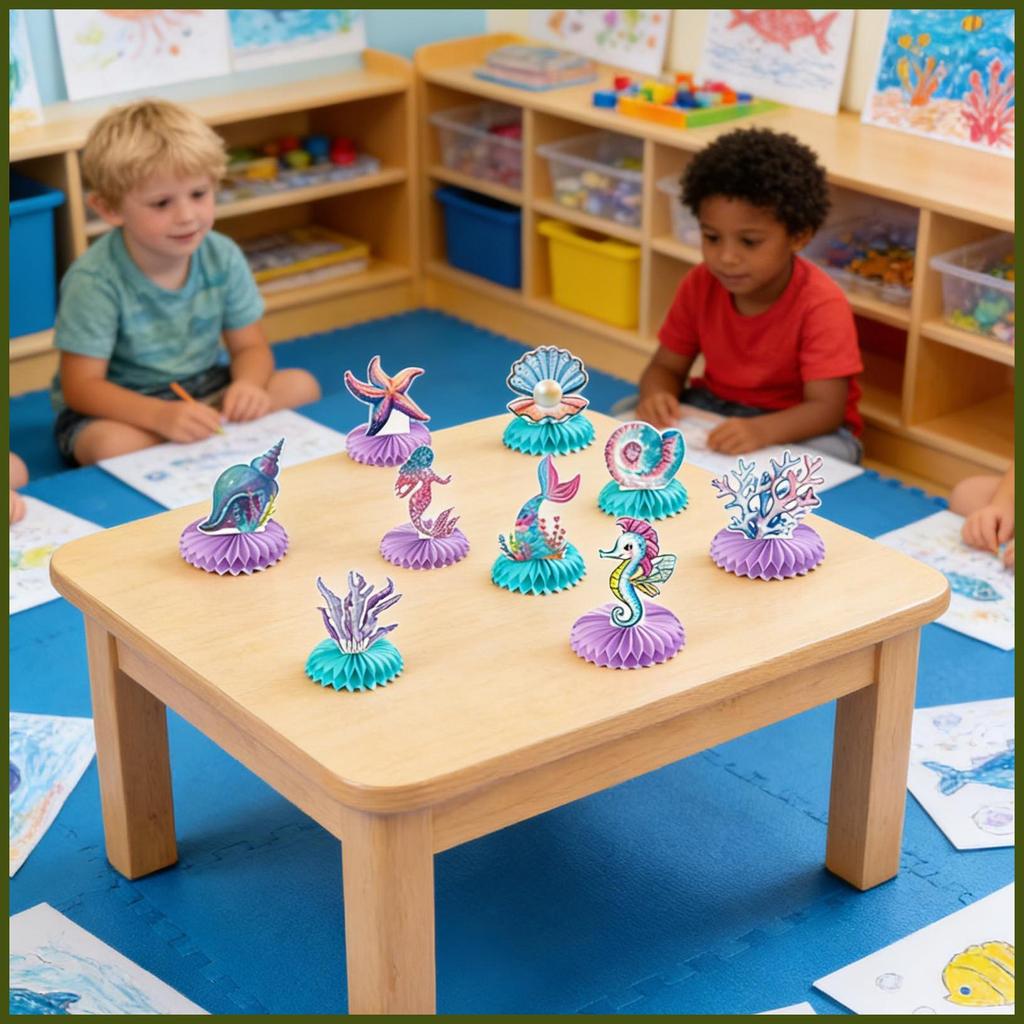 Mermaid Party Centerpiece รังผึ้ง Mermaid Party Supplies ตกแต่งตาราง Sea Theme Tabletop Decor สําหรั