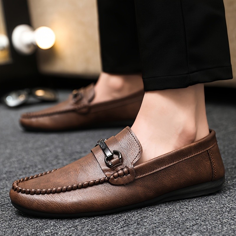รองเท้า Loafer หนัง ผู้ชาย ใหม่ Loafer ผู้ชาย ระบายอากาศ กันลื่น ทนต่อการสึกหรอ สปอตสินค้า