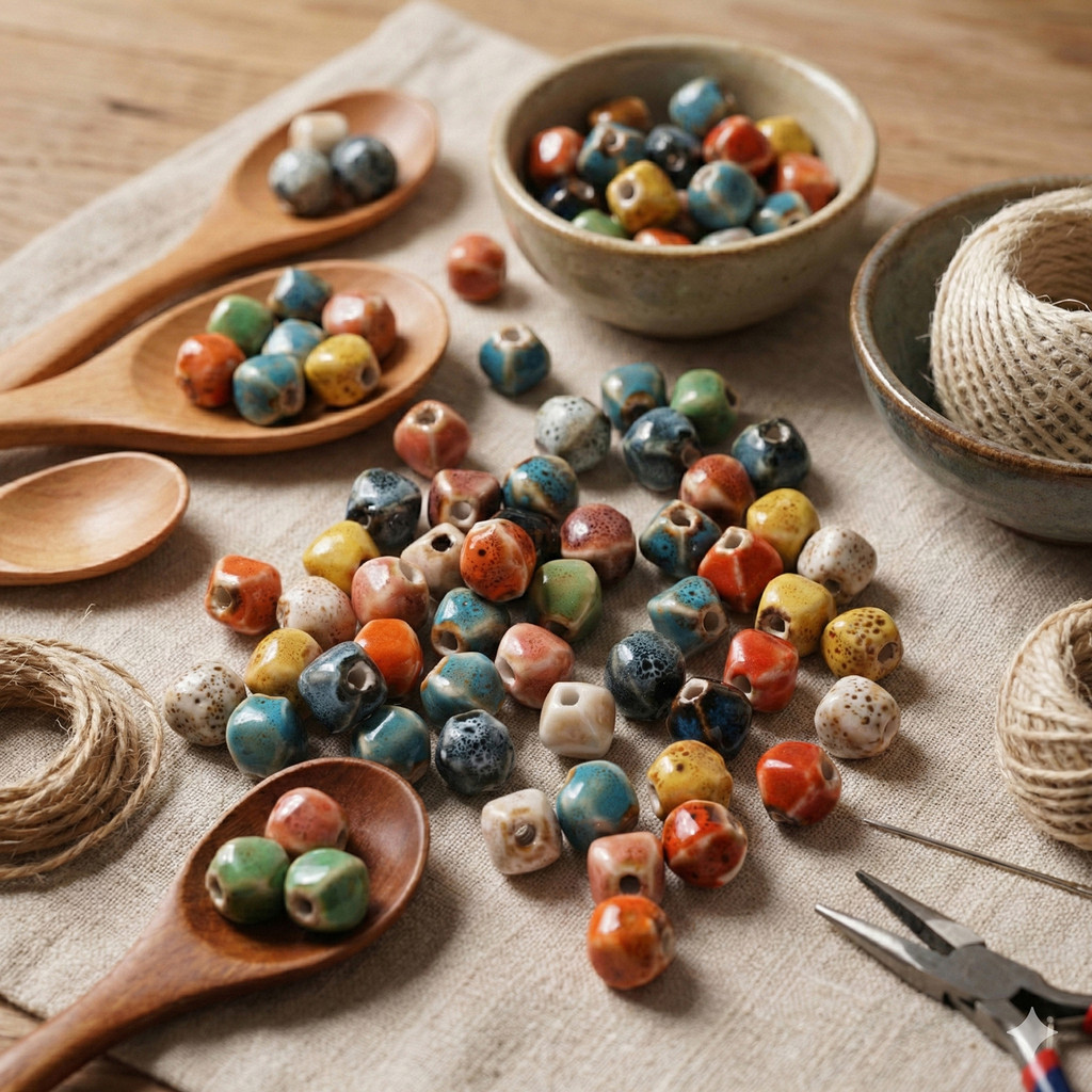 ลูกปัดเซรามิค Retro สำหรับ DIY ทำสร้อยข้อมือและสร้อยคอมากความไม่สม่ำเสมอ
