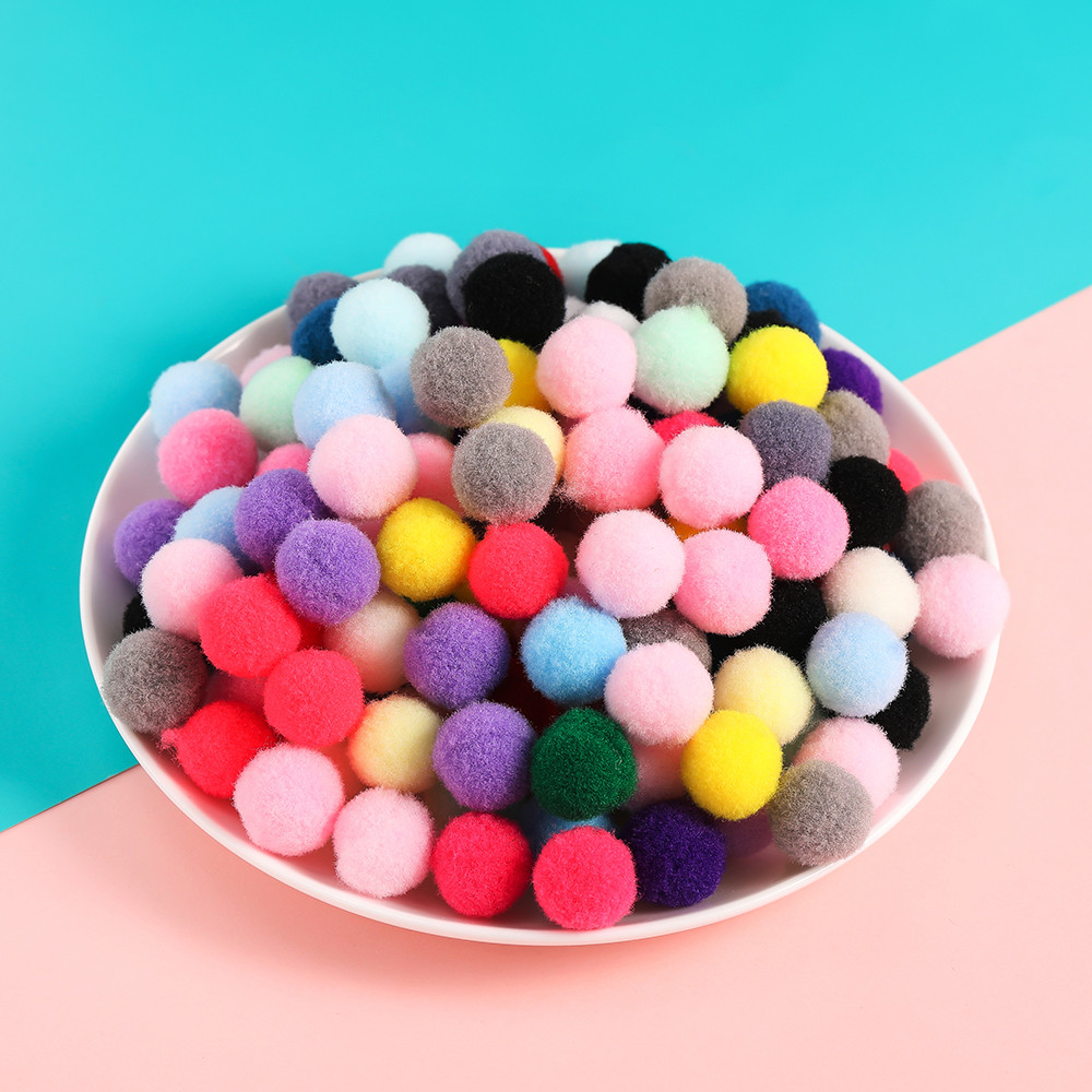 50ชิ้น ลูกบอลขนฟู (10/15mm) ปอมปอม ยืดหยุ่นนุ่มนิ่ม หลากสี สำหรับทำกิ๊บติดผม งานประดิษฐ์ DIY อุปกรณ์แฮนด์เมด