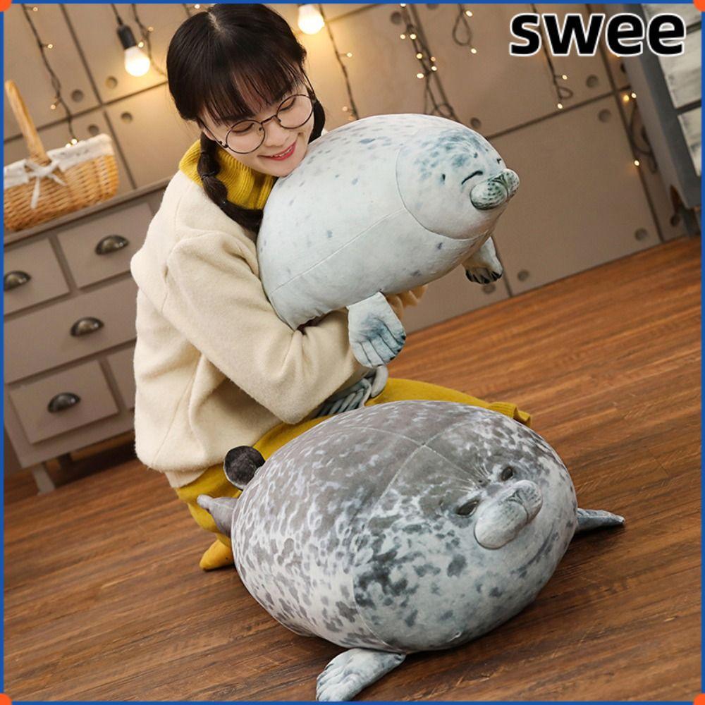 SWEE Seal ของเล่นตุ๊กตา, Soft Chubby Blob Seal หมอน, อินเทรนด์ขนาดใหญ่น่ารัก PP Cotton ตุ๊กตาสัตว์ตุ๊กตาของเล่นผู้ใหญ่