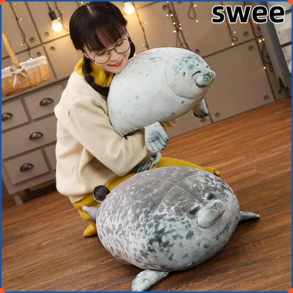 SWEE Seal ของเล่นตุ๊กตา, Soft Chubby Blob Seal หมอน, อินเทรนด์ขนาดใหญ่น่ารัก PP Cotton ตุ๊กตาสัตว์ตุ๊กตาของเล่นผู้ใหญ่