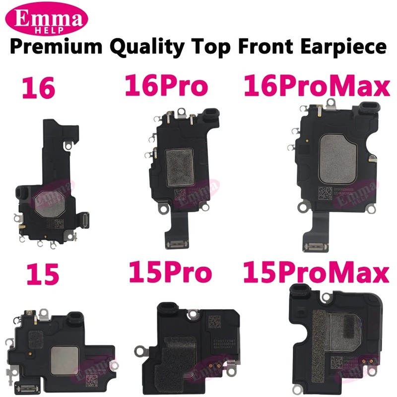 Top Earpiece ลําโพงสําหรับ iPhone 16 15 Pro Max Plus เครื่องรับสัญญาณเสียงหูพร้อม Proximity Sensor Flex Cable เปลี่ยนอะไหล่ซ่อม