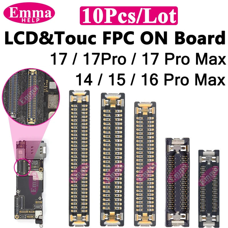 10 ชิ้นจอแสดงผล LCD Touch FPC Connector สําหรับ iPhone 17 17Pro 16 15 14 Pro Max เมนบอร์ด Logic Board หน้าจอปลั๊กเปลี่ยน
