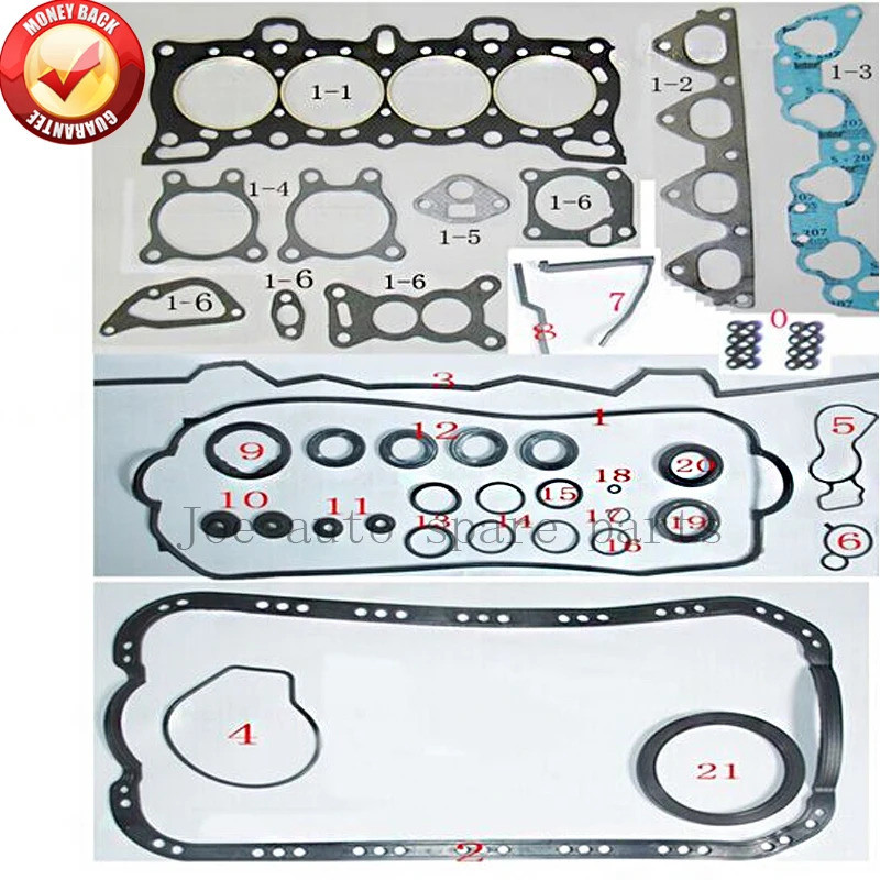 D15B D15B1 D15B2 D15B4 D15B7 เครื่องยนต์ครบชุดปะเก็นชุดเต็มชุดสําหรับ Honda Civic IV/Concerto/Domani