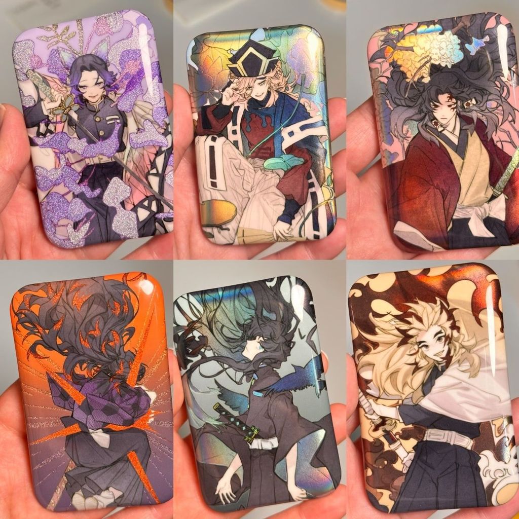 Demon Slayer Douma Kokushibou Tsugikuni Yoriichi Tokitou Muichirou ป้ายสี่เหลี่ยม Pin ของขวัญ