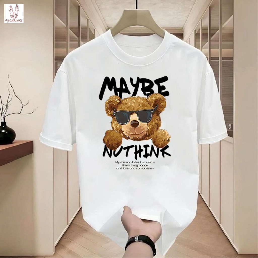 เสื้อยืดแขนสั้นคอกลม พิมพ์ลายการ์ตูนสุดเก๋ ดีไซน์สวยงามทันสมัย ​​ทรงหลวมน่ารัก