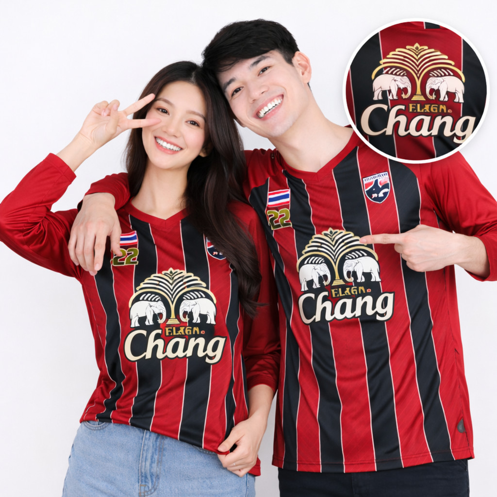 เสื้อกีฬา แขนยาว คอกลม ลายทาง พิมพ์ลายช้าง ผ้าไมโคร แห้งไว ทรงสปอร์ต ใส่ได้ชายหญิง S-3XL t225566#