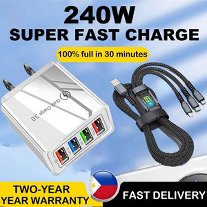 Qualcomm 3.0 & 35W อุปกรณ์เสริม Orig 4USB สี Wall Charger Fast Charging 3.1A Travel Charger 220 V ปล