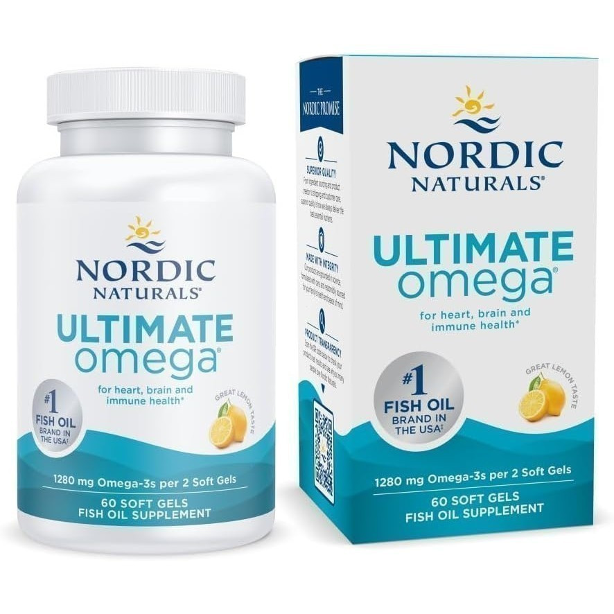 Nordic Natural Ultimate Omega Lemon Flavour Soft Capsules-60 Soft Capsules-1280mg Omega-3-อาหารเสริม