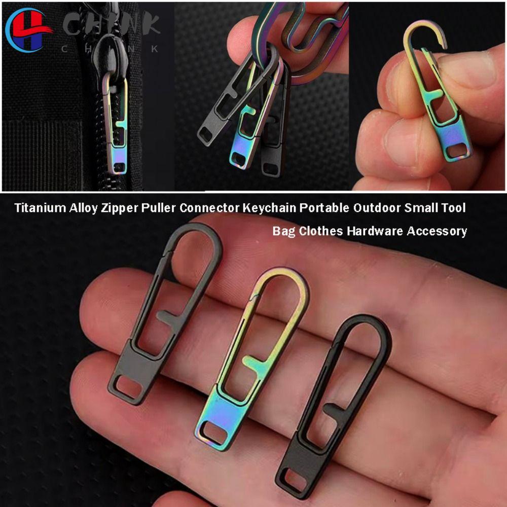 CHINK Connector พวงกุญแจ Titanium Zip Puller ขนาดVintage 42mmx12mm/35mmx10mm เหมาะสำหรับกระเป๋าและเค