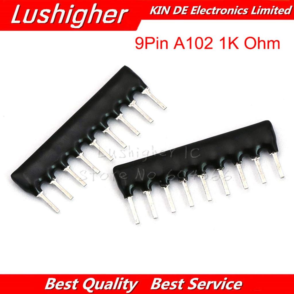 50pcs A09-102J ตัวต้านทานเครือข่าย Array DIP Exclusion 9pin 1K A102 102 โอห์ม 9A102J 9A102G 9A102 A1