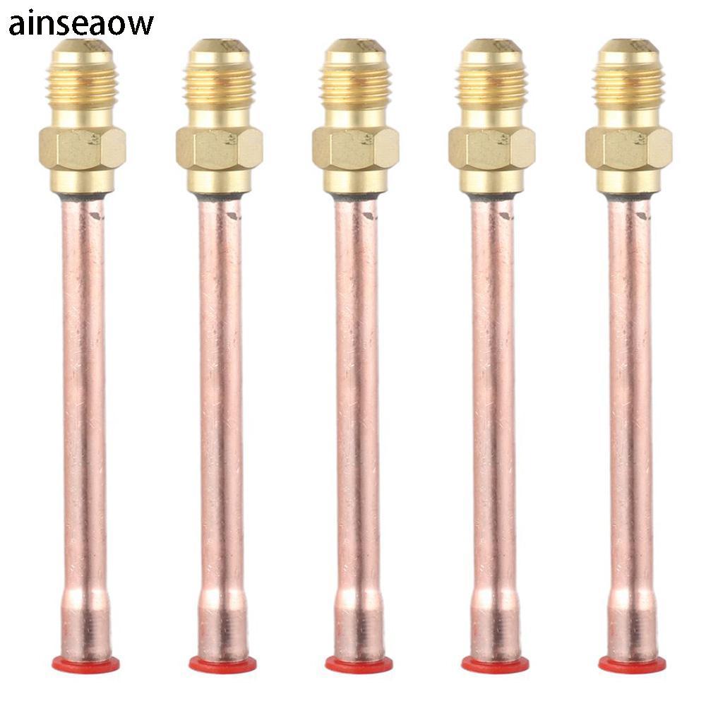 AENSEAOW 5 ชิ้นข้อต่อท่อทองเหลือง,ทองเหลือง 1/4 SAE Flare Connector,A/C mini split พร้อมท่อทองแดงเคร