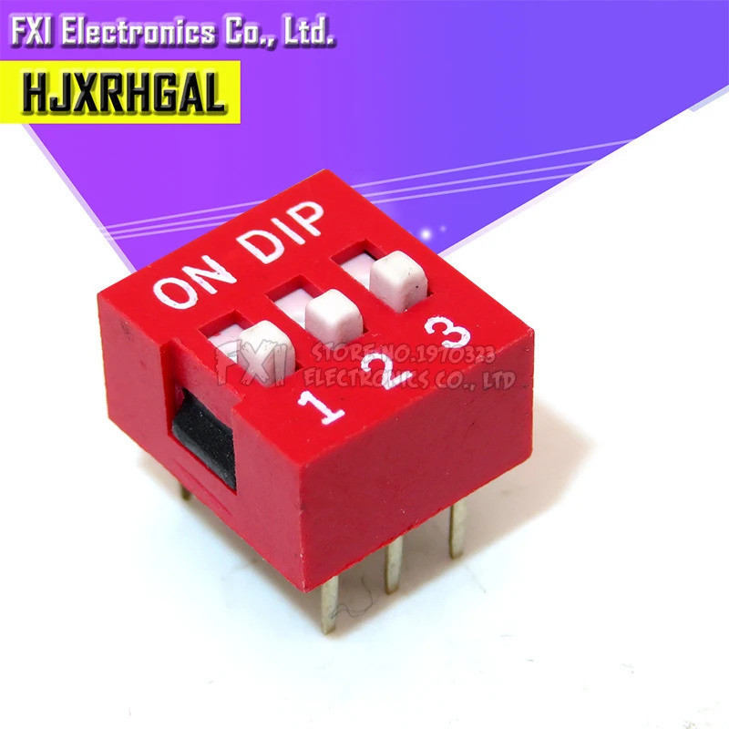 10PCS DIP Switch 3 Way 2.54mm Toggle Switch Red Snap Switch ขายส่งอิเล็กทรอนิกส์