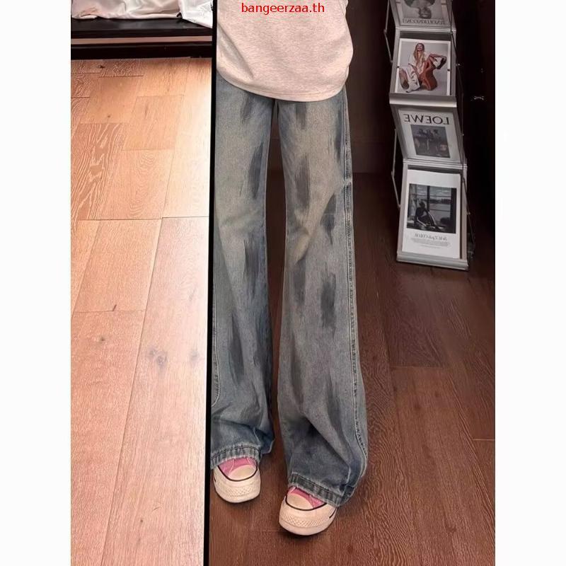 PTJ30299 กางเกงยีนส์ PROMTHONG ทรง Barrel ดีเทลสีเลอะปักโลโก้