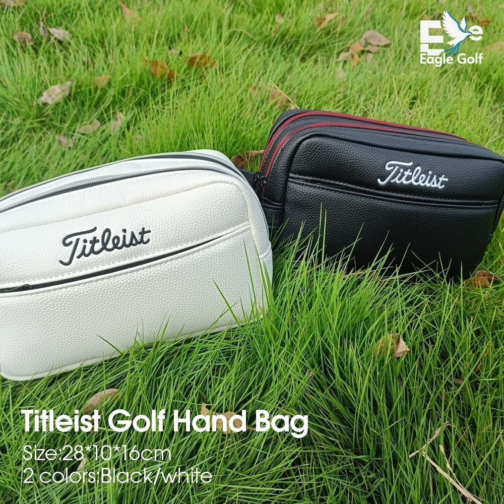 (COD) Titleist Golf Hand Bag Waterproof Double Layer PU Leather Multi-Purpose Storage for Balls
