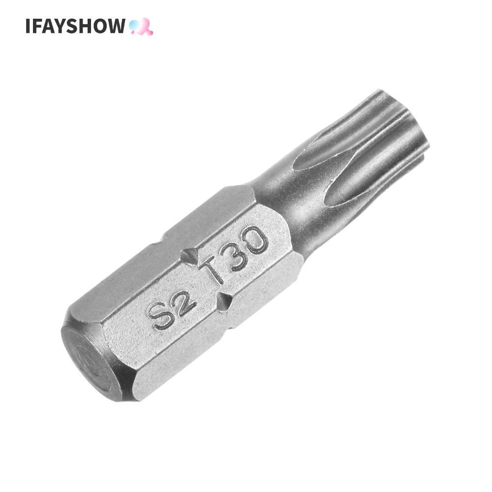 IFAYSHOW 1 ชิ้นสกรูไดร์เวอร์บิต, S2 โลหะผสมเหล็ก 1/4 นิ้ว Hex Shank Torx Bits, T6-T40 ความยาว 25 มม. 6 จุด Star หัวไขควงชุด