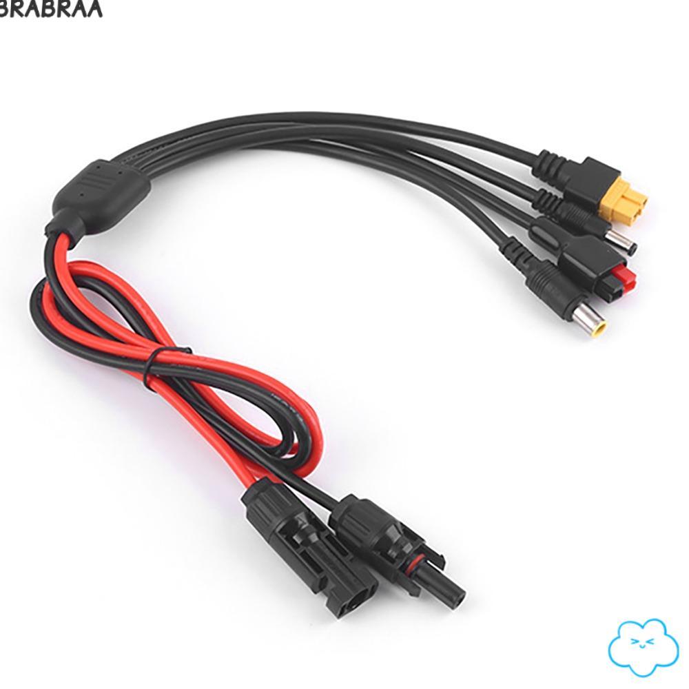 BRABRAA แผงสายต่อ, 4 in 1 MC4 to DC5521 7909 XT60 หญิงสายไฟ, ขั้วต่อ 1m ความยาว 30A แผงสายไฟแหล่งจ่า
