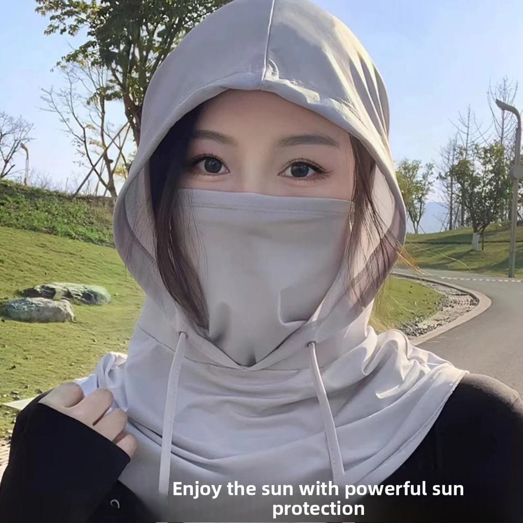 ผ้าพันคอกันแดดรุ่นใหม่ มาพร้อมหมวกป้องกัน UV ทำจากผ้าไหมน้ำแข็ง สำหรับผู้ชาย