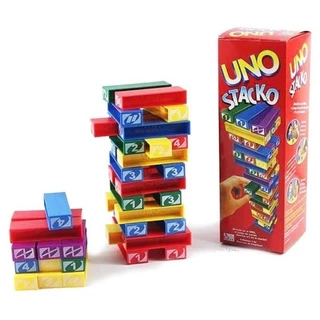 UNO​ Stacko บล็อกไม้ตึกถล่ม เกมส์ตึกถล่ม การพัฒนาความคิด เกมส์สำหรับครอบครัว​