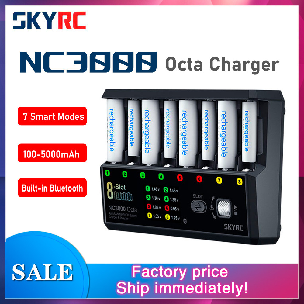 SKYRC NC3000 Octa NiMH NiCD Charger 8-Slot 100-5000mAh 7 โหมด AA/AAA เครื่องชาร์จแบตเตอรี่