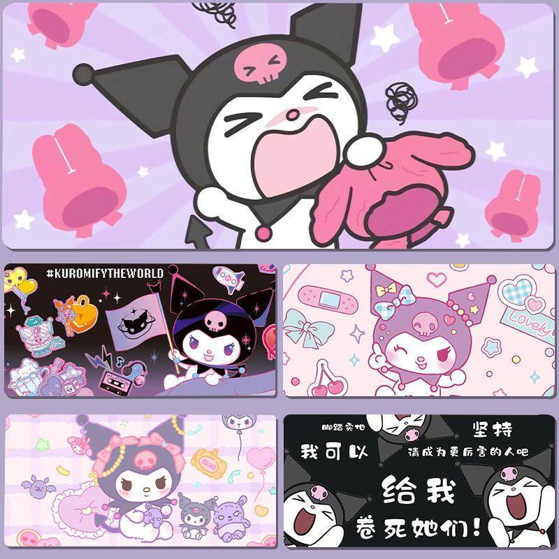 SANRIO แผ่นรองเมาส์ คุโรมิ ขนาดใหญ่น่ารักการ์ตูนโต๊ะทํางานเสื่อเล่นเกมลื่นแป้นพิมพ์เสื่อ ซานริโอ คอมพิวเตอร์อุปกรณ์เล่นเกม