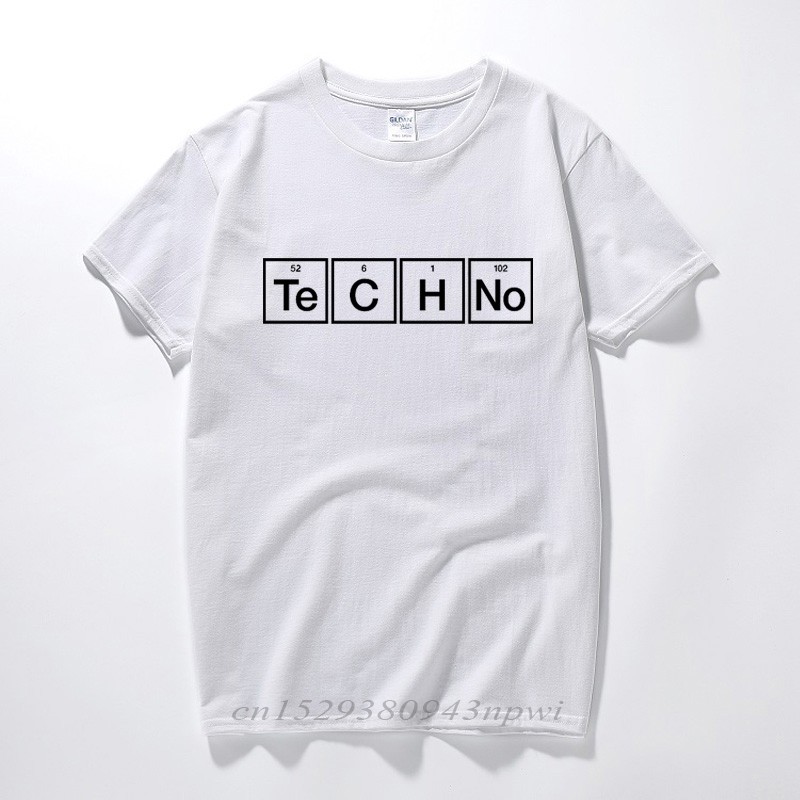 Techno Slogan T-shirt Periodic Table Graphic Design Music Tee House Top Summer Fashion Streetwear Camiseta Masculina