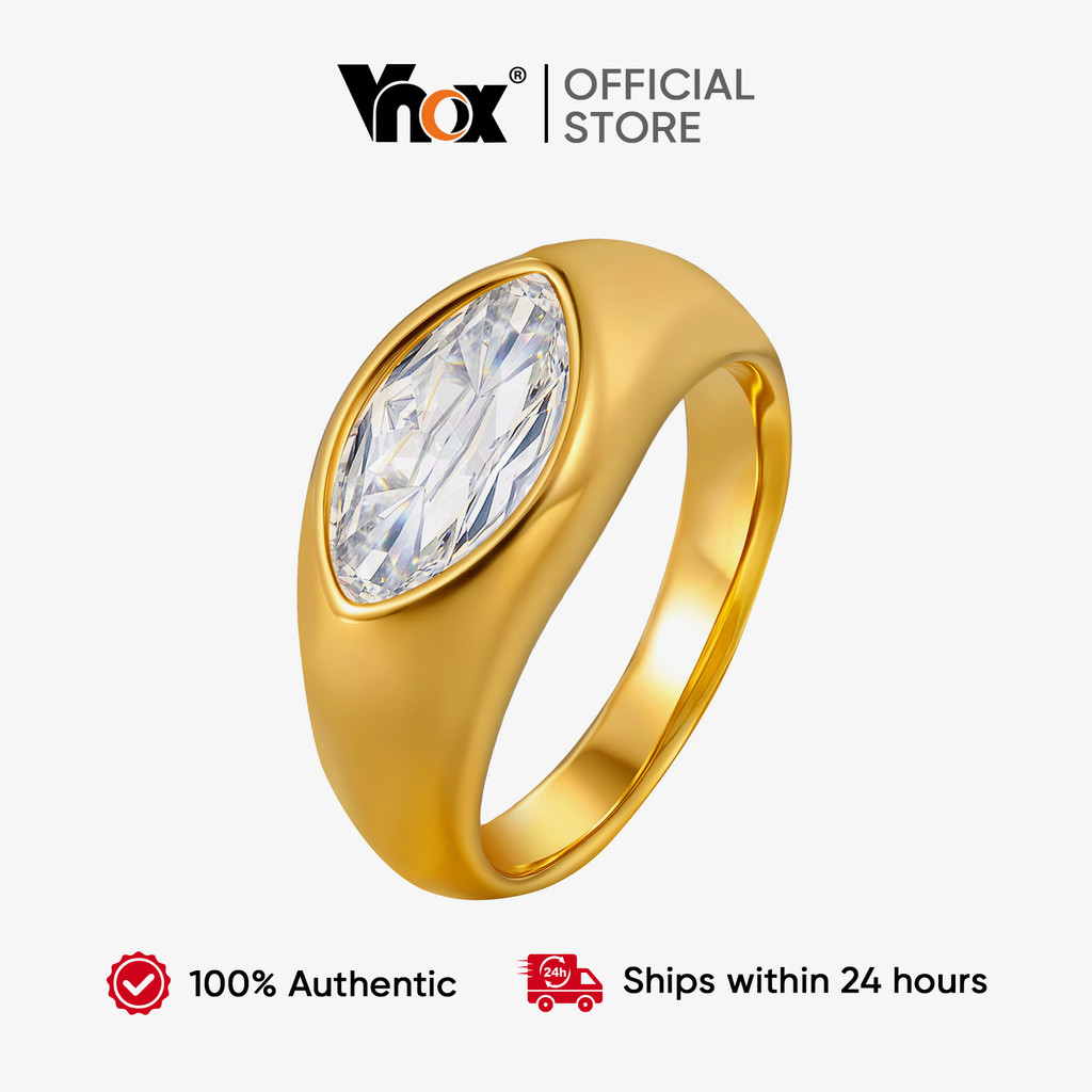 แหวนสแตนเลสเคลือบเงา 18K Gold ตกแต่งมรกตตาม้า สำหรับคนแพ้ง่าย