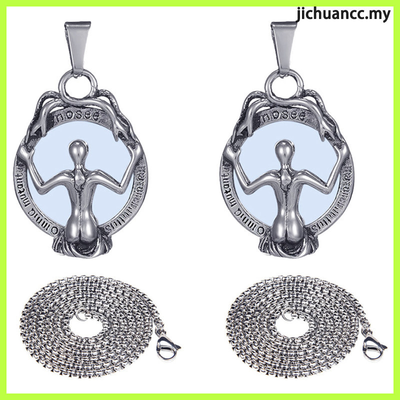 2PCS สร้อยคอสไตล์ฮิปฮอป Mirroring ผู้หญิงสร้อยคอเครื่องประดับพร้อมโซ่ jichuancc
