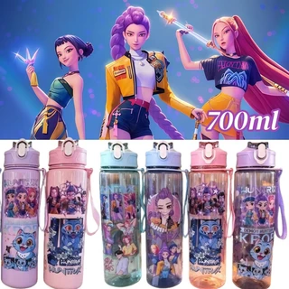ZOEY RUMI MIRA แก้วพลาสติกพร้อมหลอดดูด 700 มล. กล่องของขวัญลายอนิเมะน่ารัก ขวดน้ำพร้อมหลอดดูด