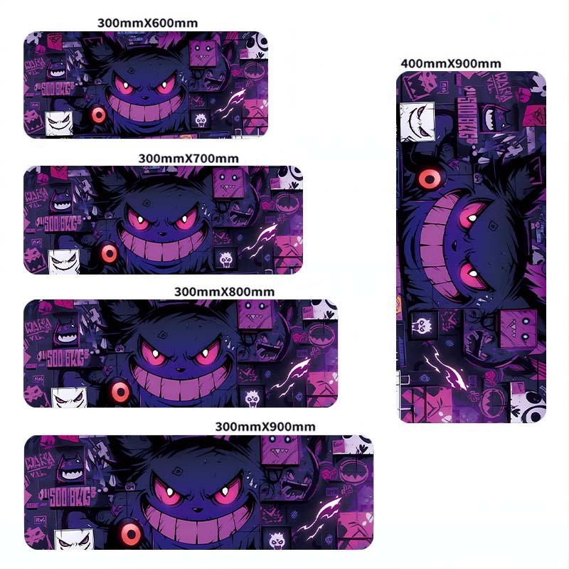 Pokémon Mouse Pad Gengar Pikachu แผ่นรองแป้นพิมพ์คอมพิวเตอร์ขนาดใหญ่ชายหญิงอะนิเมะ Pokémon เกมสําหรั