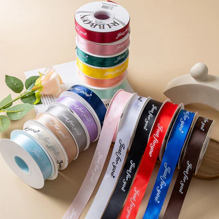 ริบบิ้นผ้าซาติน Just for you ยาว 45 หลา กว้าง 2.5 ซม ริบบิ้นพิมพ์ลาย DIY วันวาเลนไทน์ การห่อของขวัญช่อดอกไม้