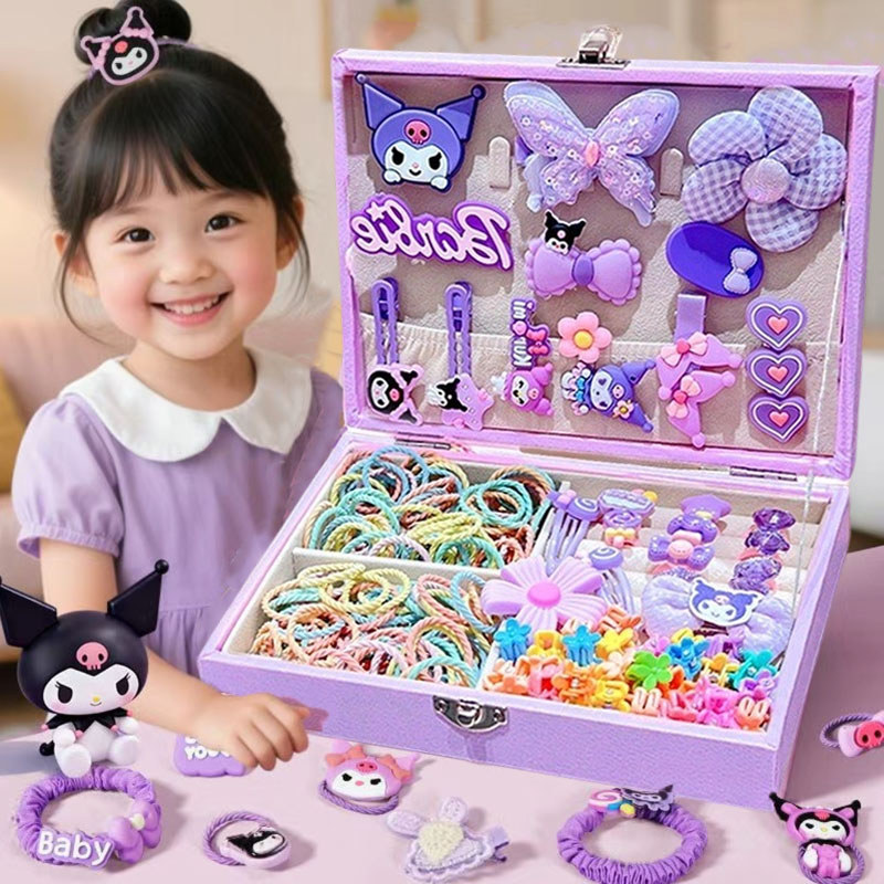 COD เด็กน่ารักการ์ตูนโบว์เครื่องประดับผมชุดกล่องของขวัญวันเกิดสาวน้อย 156PCS