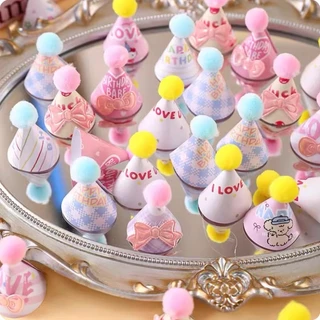 หมวกหวานสีชมพู "น่ารักและสนุกหมวกคมขนาดเล็กตกแต่งเค้กขนมหัวใจสาวแต่งตัว