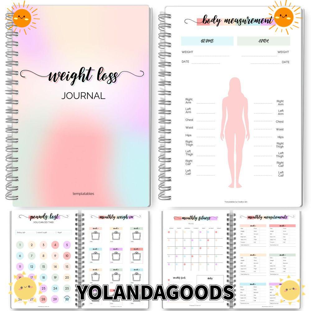 YOLANDAGOODS1 Fitness Journal, Goal Setting 12 Month Weight Loss Plan Book,คุณภาพสูงรายเดือนการวัดWe