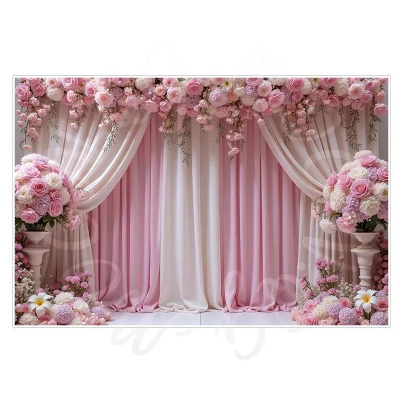 ใหม่ดอกไม้ผ้ากอซผ้าม่านในร่มถ่ายภาพงานแต่งงานพื้นหลังผ้าสตูดิโอถ่ายภาพในครัวเรือนในร่มวางตัวภาพดิจิตอลผ้า