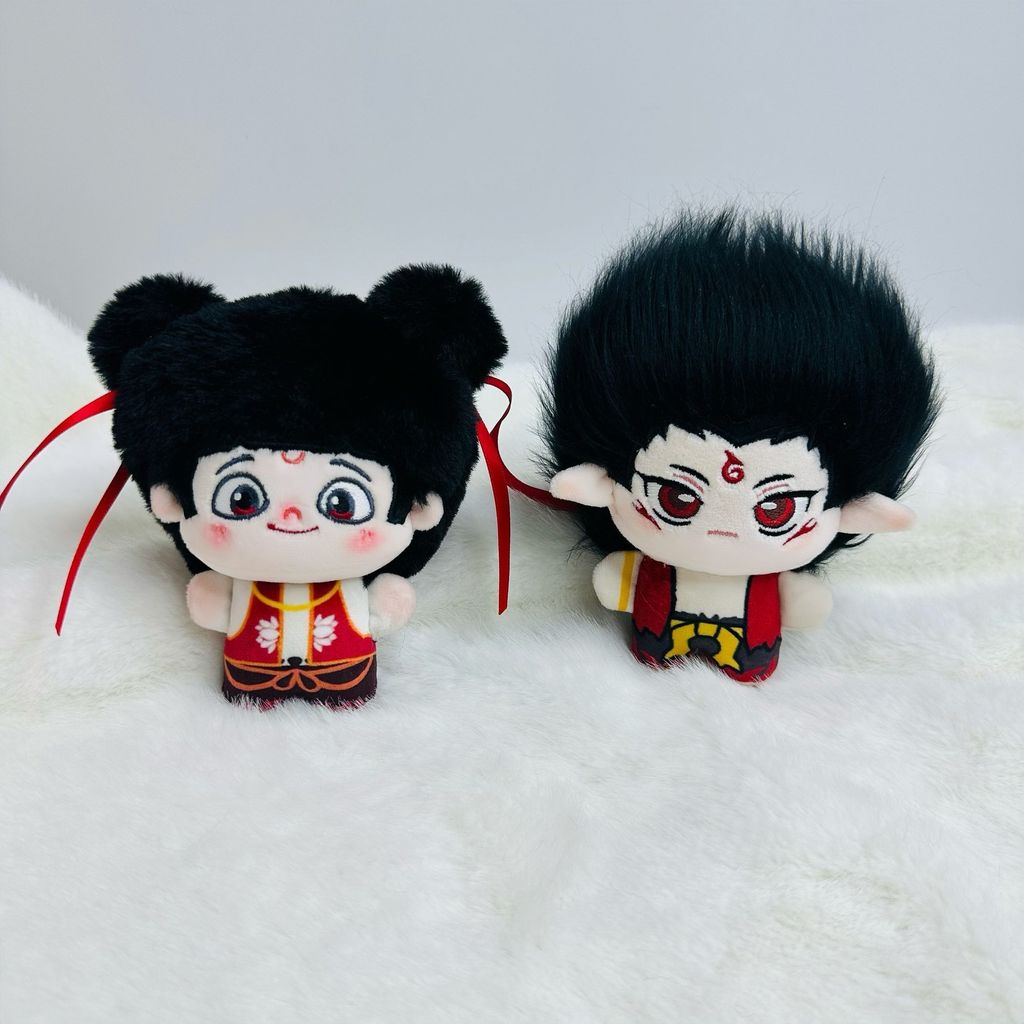 พร้อมสต็อก Nezha Doll Aopropylene Cotton Doll Aoguang 12 ซม.หัวใหญ่พิมพ์ปลาดาวจี้ Magic Boy ตุ๊กตาทะ