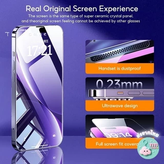 🔥good🔥ติดง่าย แบบเต็มจอ HD ทำความสะอาดฝุ่นโดยอัตโนมัติ ฟิล์มกระจก สำหรับ iPhone 11 15 17 13 12 14 15 16 Pro Max 7 8 Plus